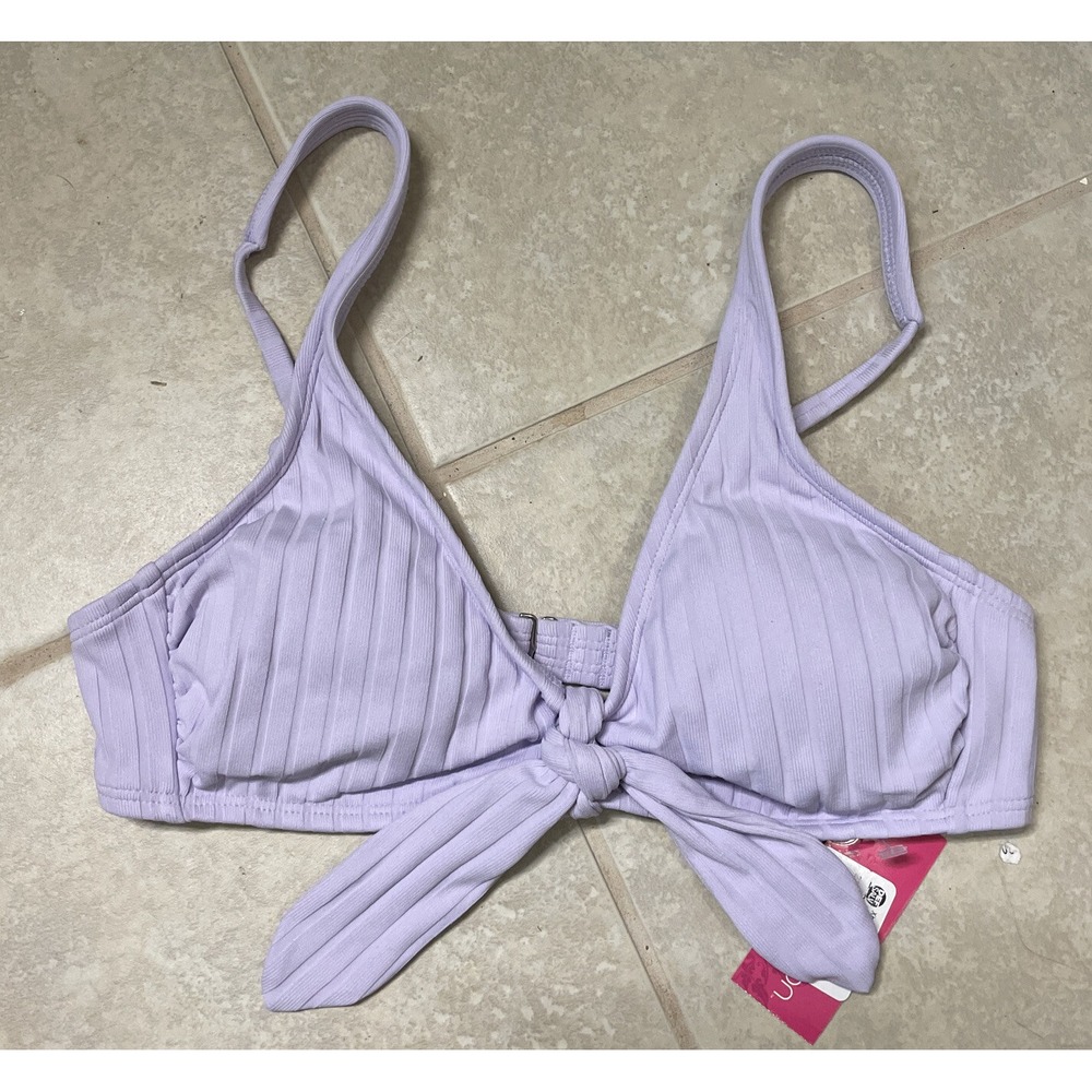 Xhilaration Womens M Lilac Bikini Set Ribbed High Waist Tie Front Swimsuit